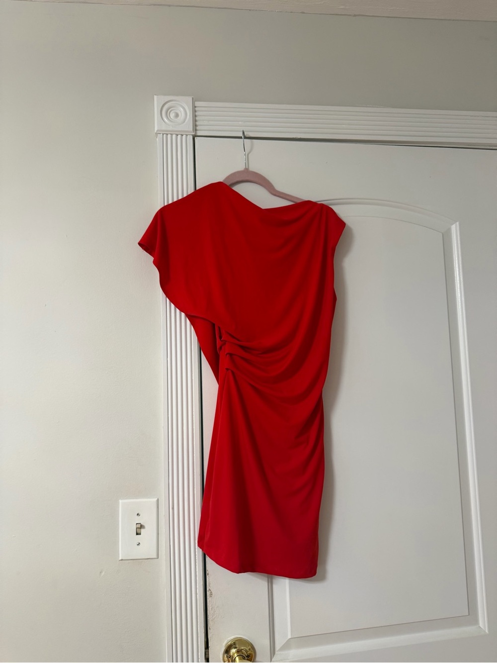 Dynamite Red One-Shoulder Draped Dress